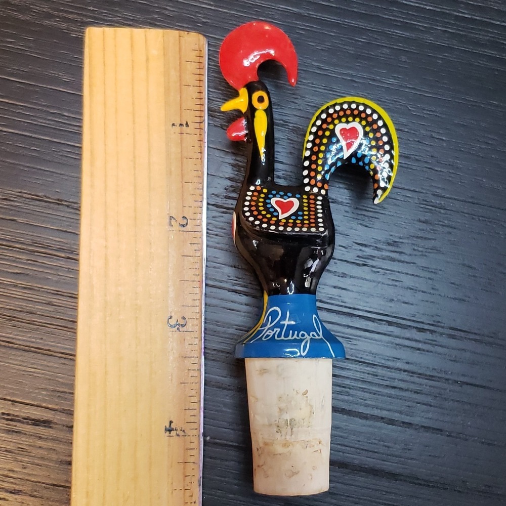 Rooster of Barcelos Hand Painted Wine Bottle Cork Stopper Portugal - Picture 6 of 6